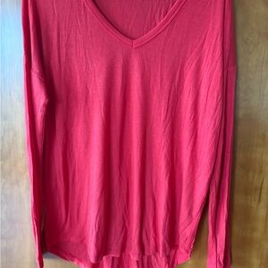 Athleta Red V-Neck Long Sleeve Top Very Good Condition